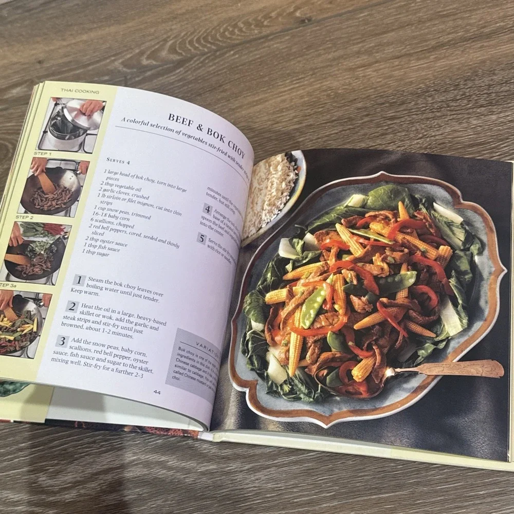 Step by Step Thai Cooking- by Carol Bowen-  Hardcover- 30 Recipes- Pad Thai Dish